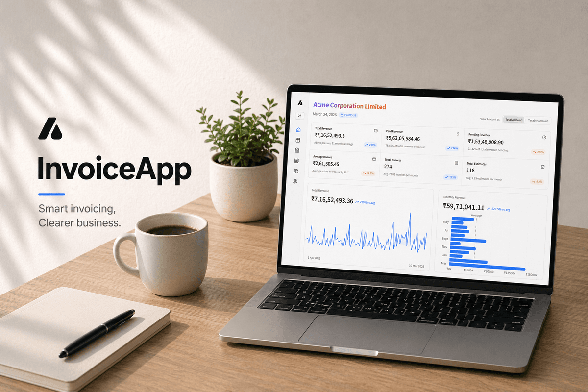 InvoiceApp dashboard and invoicing interface